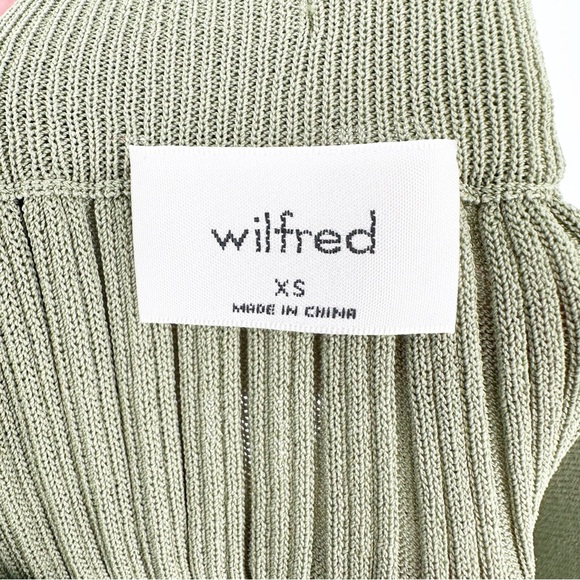 Aritzia Wilfred High-Rise Ribbed Knit High Slit Midi Skirt Sage Frost Green XS - Picture 5 of 7